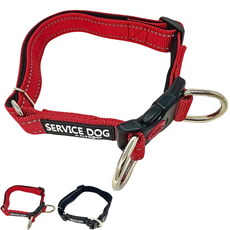 Albcorp Reflective Service Dog Collar â€“ Sizes XS to XL (8.6â€“28.7 Inches), Service Dog Rubber Patch, Neoprene-Padded Comfort & High-Visibility Gear for Dedicated Handlers, Medium, Red - Image 1